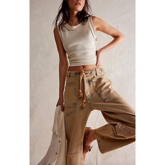 We The Free Tan Wide Leg Jeans - Picture 6 of 13